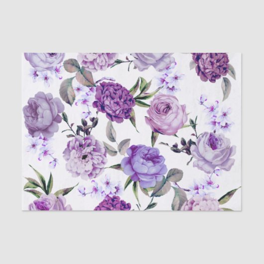 Elegant Girly Violet Lila Purple Flowers Tissuepapier (Voorkant)