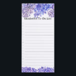 Elegant Girly Waterverf Lila Flowers om lijst te d Magnetisch Notitieblok<br><div class="desc">Elegant waterverf paarse lila bloemen met een aanpasbare naam voor een gepersonaliseerd notitieblok.</div>