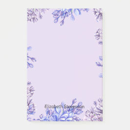 Elegant Girly Waterverf Paarse Lila Flowers Naam Post-it® Notes