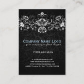 Elegant Girly White Lace op zwarte Damaskers Visitekaartje (Achterkant)