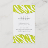 Elegant Girly Zebra Limoen Turquoise Personalized Visitekaartje (Achterkant)