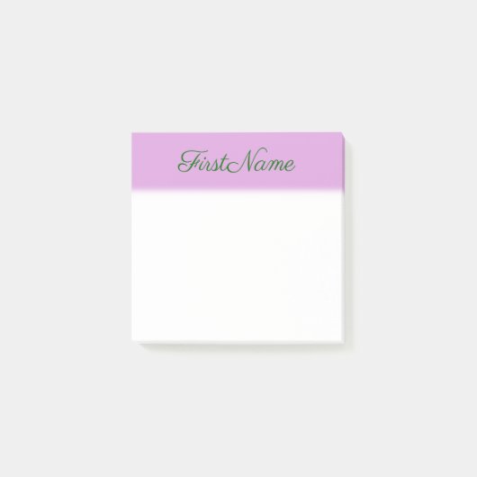 Elegant, glad, plum Background + donkergroene naam Post-it® Notes (Voorkant)