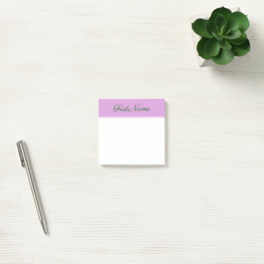 Elegant, glad, plum Background + donkergroene naam Post-it® Notes (Kantoor)