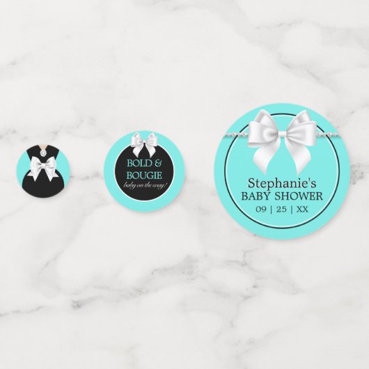 Elegant Glam Aqua Baby & Co Tiffany Baby shower Confetti (Achterkanten)