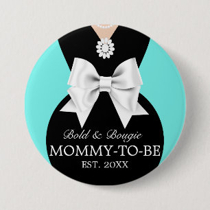 Elegant Glam Aqua Baby & Co Tiffany Baby shower Ronde Button 7,6 Cm
