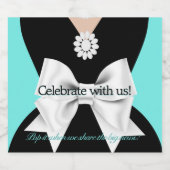 Elegant Glam Aqua Baby & Co Tiffany Baby shower Sparkling Wijnetiket (Enkel label)