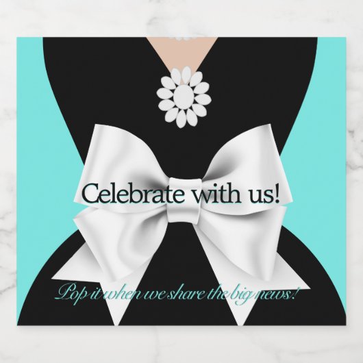 Elegant Glam Aqua Baby & Co Tiffany Baby shower Sparkling Wijnetiket (Enkel label)