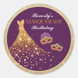Elegant Glam Birthday Masquerade Ronde Sticker