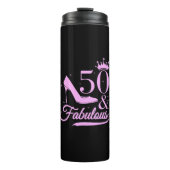 Elegant Glam Black en Pink 50e verjaardag Thermosbeker (Voorkant)