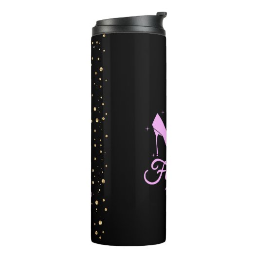 Elegant Glam Black en Pink 50e verjaardag Thermosbeker (Gedraaid links)