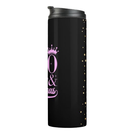 Elegant Glam Black en Pink 50e verjaardag Thermosbeker (Geroteerd rechts)