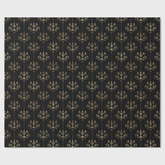 Elegant Glam Black Gold Pattern Cadeaupapier (Vlak)
