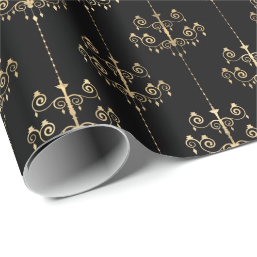 Elegant Glam Black Gold Pattern Cadeaupapier (Rol Hoek)