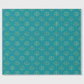 Elegant Glam Blauwgroen Gold Patroon Cadeaupapier (Vlak)