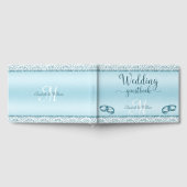 Elegant Glam Blue Damask Metallic Wedding Gastenboek (Volledig)