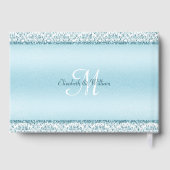Elegant Glam Blue Damask Metallic Wedding Gastenboek (Achterkant)