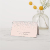 Elegant Glam Blush Pink Silver Glitter Birthday Plaatskaartje (Achterkant)