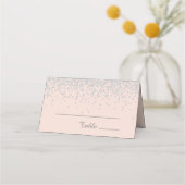 Elegant Glam Blush Pink Silver Glitter Birthday Plaatskaartje (Voorkant)