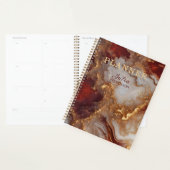 Elegant Glam Burgundy Red Gold Liquid Marble Agate Planner (Display)