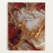 Elegant Glam Burgundy Red Gold Liquid Marble Agate Planner (Voorkant)