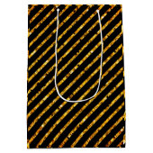 Elegant Glam Chevron Gold Black Glitter Sparkle Medium Cadeauzakje (Achterkant)