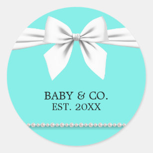 Elegant Glam Chic Baby & Co Tiffany Baby shower Ronde Sticker