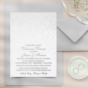 Elegant Glam Confetti bruiloft repetitie diner Folie Uitnodiging