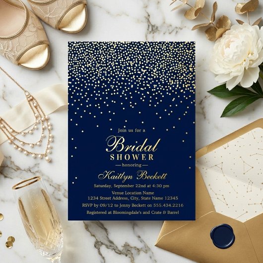 Elegant Glam Confetti Vrijgezellenfeest Real Folie Uitnodiging