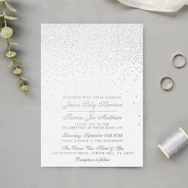 Elegant Glam Confetti Wedding Real Folie Uitnodiging