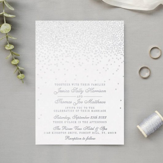 Elegant Glam Confetti Wedding Real Folie Uitnodiging