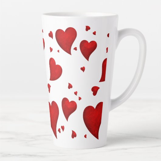 Elegant Glam Fab Chic Stylish Rood Heart Latte Mok (Rechts)
