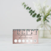 Elegant Glam Faux Silver Glitter Drift Loyalty Visitekaartje (Staand voorkant)
