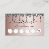 Elegant Glam Faux Silver Glitter Drift Loyalty Visitekaartje (Voorkant)