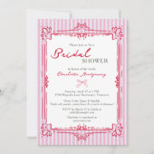 Elegant Glam Frame & Pink Stripes Bridal Shower Kaart (Voorkant)