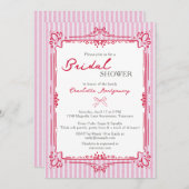 Elegant Glam Frame & Pink Stripes Bridal Shower Kaart (Voorkant / Achterkant)
