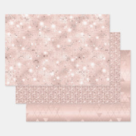 Elegant Glam Girly Blush Pink and Silver Inpakpapier Vel