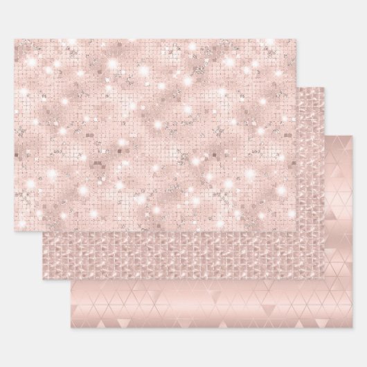 Elegant Glam Girly Blush Pink and Silver Inpakpapier Vel (Set)