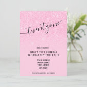Elegant Glam Glitter Pink 21st Birthday Kaart (Staand voorkant)