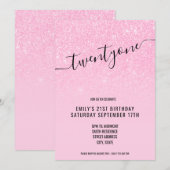 Elegant Glam Glitter Pink 21st Birthday Kaart (Voorkant / Achterkant)