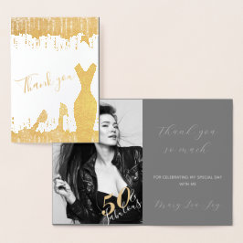 Elegant Glam Gold 50 Fab Birthday Foto Real Folie Kaarten