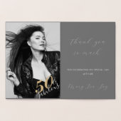 Elegant Glam Gold 50 Fab Birthday Foto Real Folie Kaarten (Binnen)