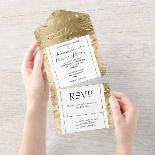 Elegant Glam Gold All In One Uitnodiging (Afscheurbaar)