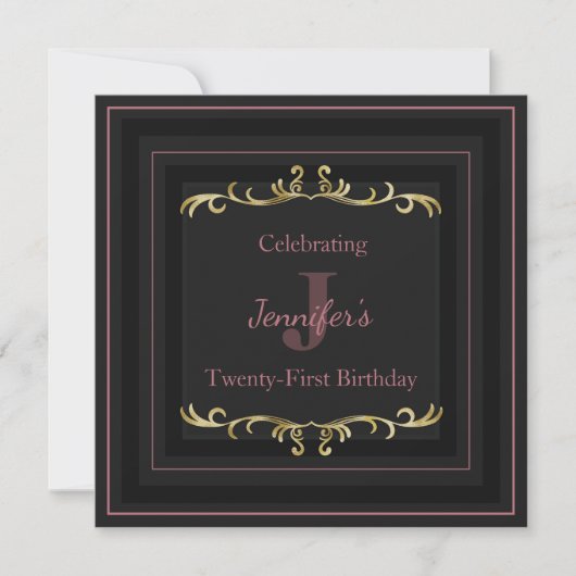 Elegant Glam Gold Birthday Invitation Kaart (Voorkant)