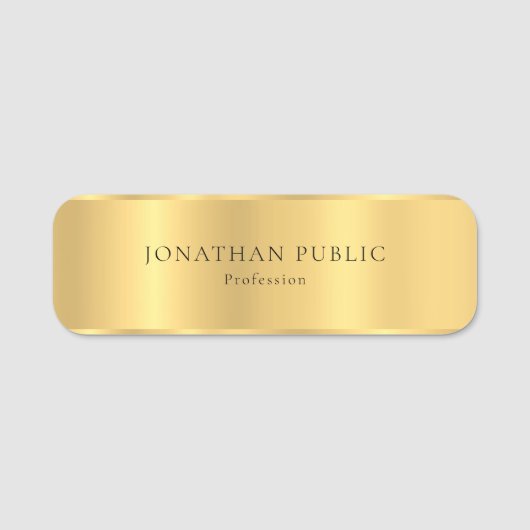 Elegant Glam Gold Blik Modern minimalistisch desig Naamplaatje (Voorkant)
