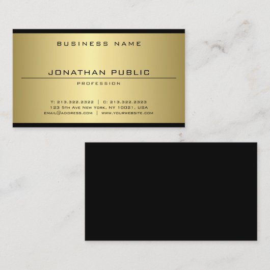 Elegant Glam Gold Blik Modern Simple Plain Trendy Visitekaartje (Voorkant / Achterkant)