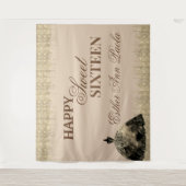 Elegant Glam Gold Brown Glitter Sweet 16 verjaarda Wandkleed (Voorkant)