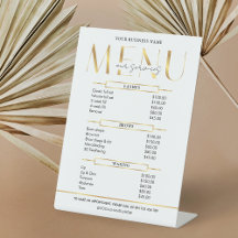 Elegant Glam Gold Effect Zakelijke prijslijst Menu