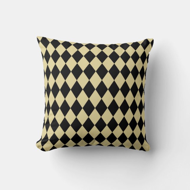 Elegant Glam Gold en Black Harlequin Pattern Kussen (Voorkant)