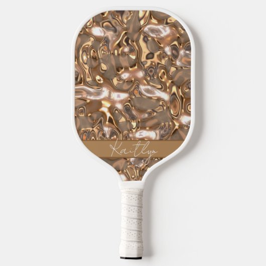 Elegant Glam Gold Stylish Handgeschreven Name Pickleball Paddle (Achterkant)