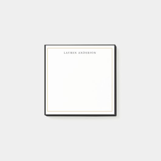 Elegant, Glam Goud & Zwarte rand Plat Post-it® Notes (Voorkant)